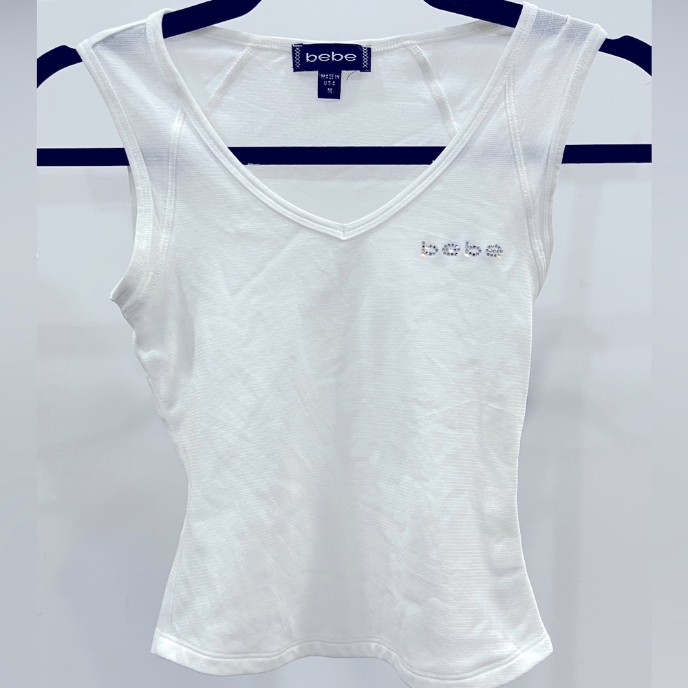 Bebe - white tank top, size M